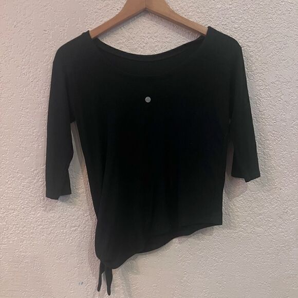 Zellla Side Knot Asymmetrical Shirt Sz 10/12 Black 3/4 Sleeves - Picture 3 of 8